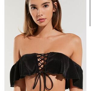 New With Tags Blue Life brand‎ Black Off the Shoulder Enchanted Swim Top XS